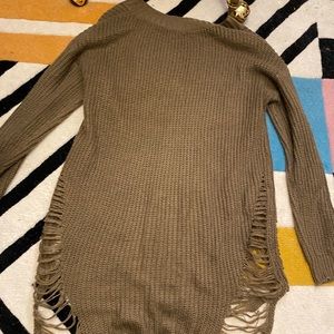 Tan sweater with ripped decoration